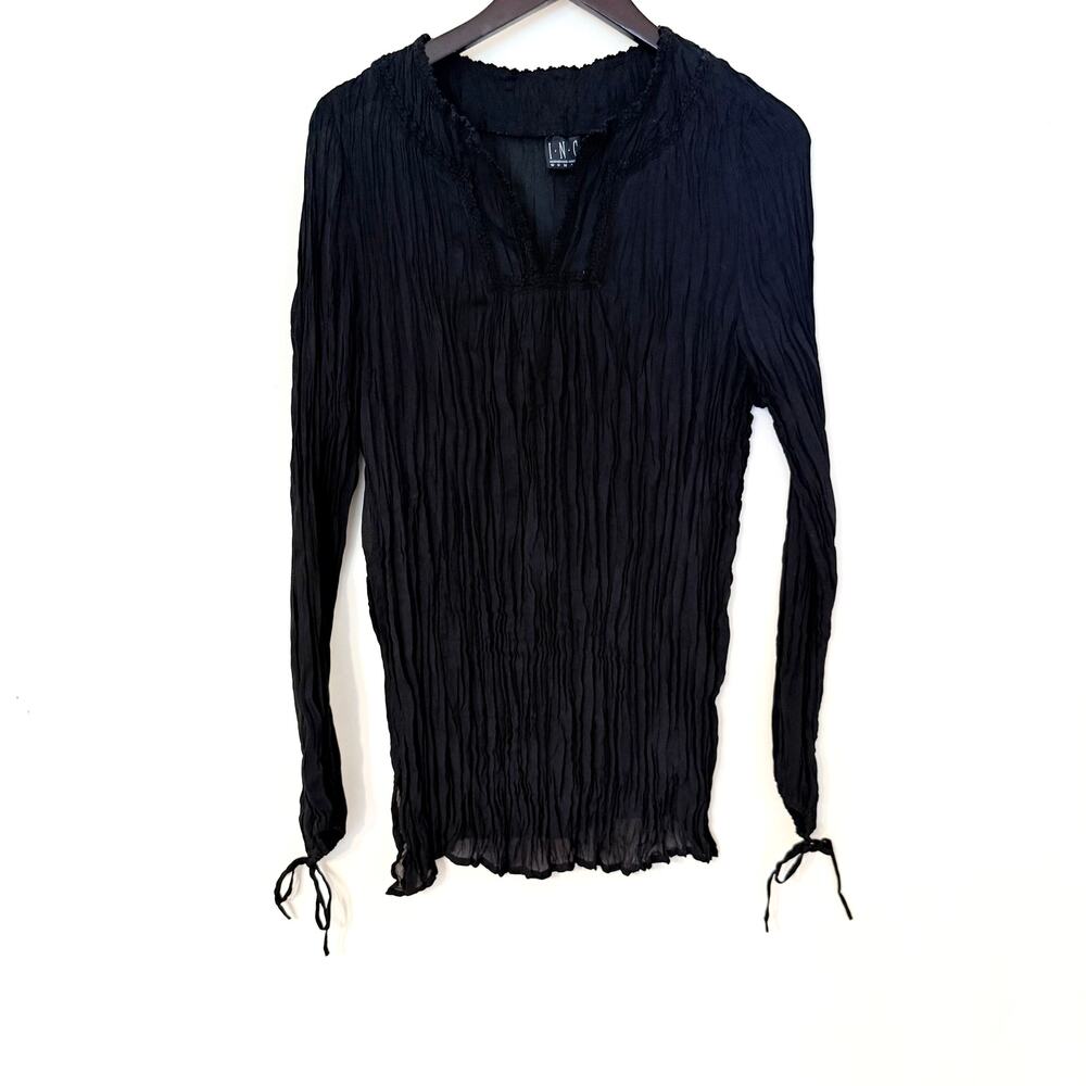Vintage Y2k INC Black Crinkle Blouse